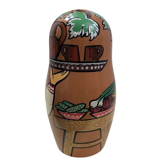 Vtg BIG 5-Pc Matryoshka Nesting Doll 1992 Signed Backakoba H Russian Painted - Picture 4 of 12